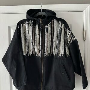 Black Jacket with Silver Sequin Design